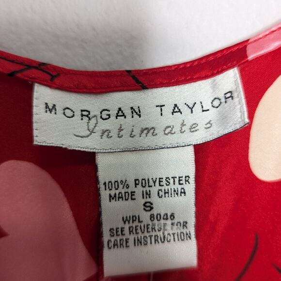 Morgan Taylor Intimates Vintage Red Heart Print Satin Slip Dress Nightie Size S - Picture 2 of 9